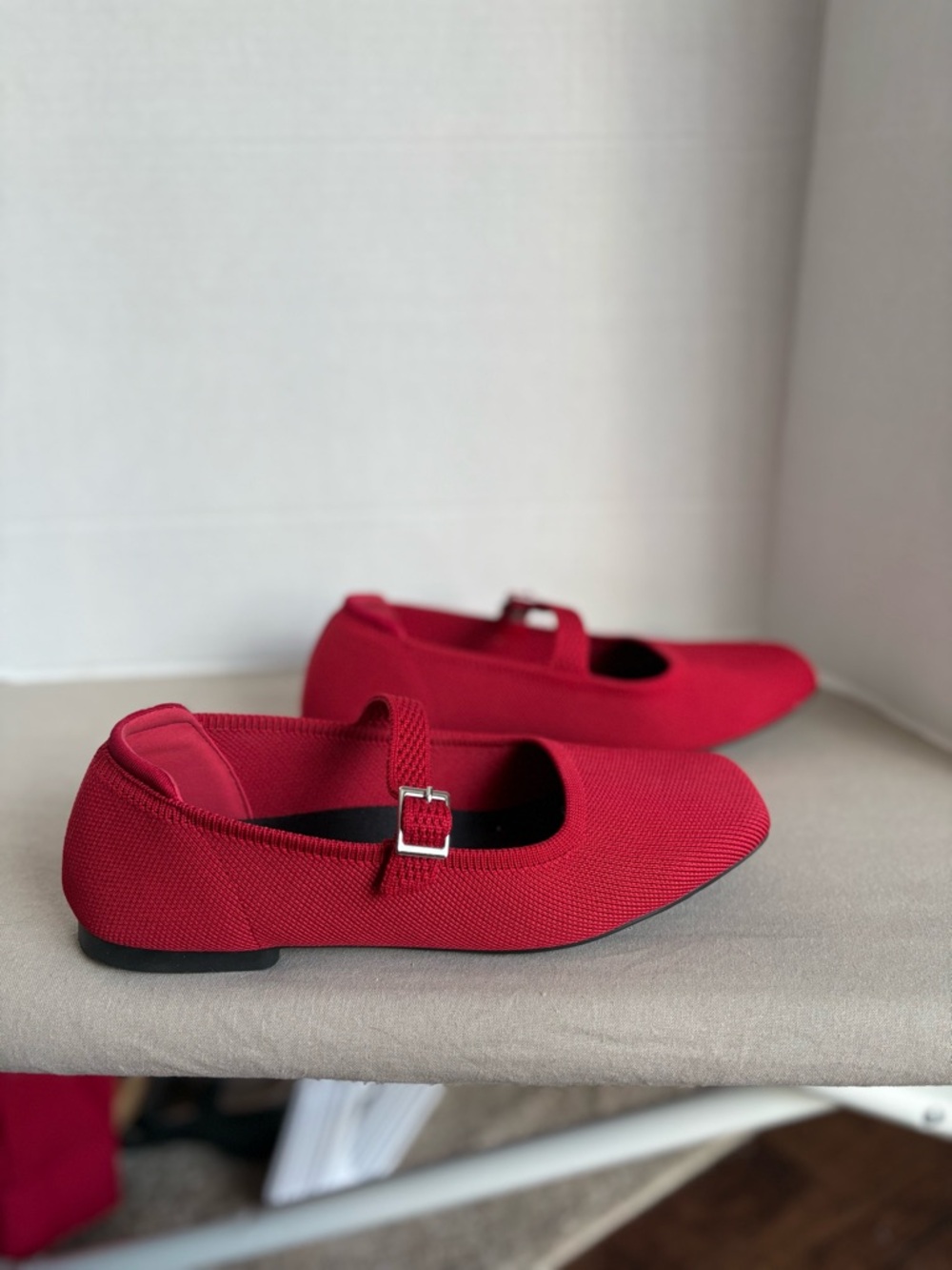 Ailicozy Women Sz 8.5 Red mesh Mary Jane Ballet Flats  Comfortable Slip-On Shoe - Picture 4 of 10
